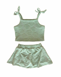 Green Seashell Terry Tank Skort Set