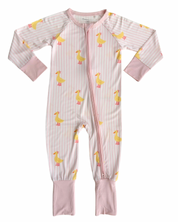 Pink Stripe Ducks Zipper Romper
