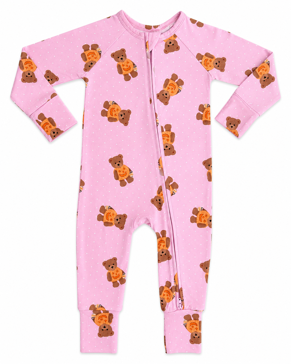 Polka Dot Little Boo Bear Zipper Romper