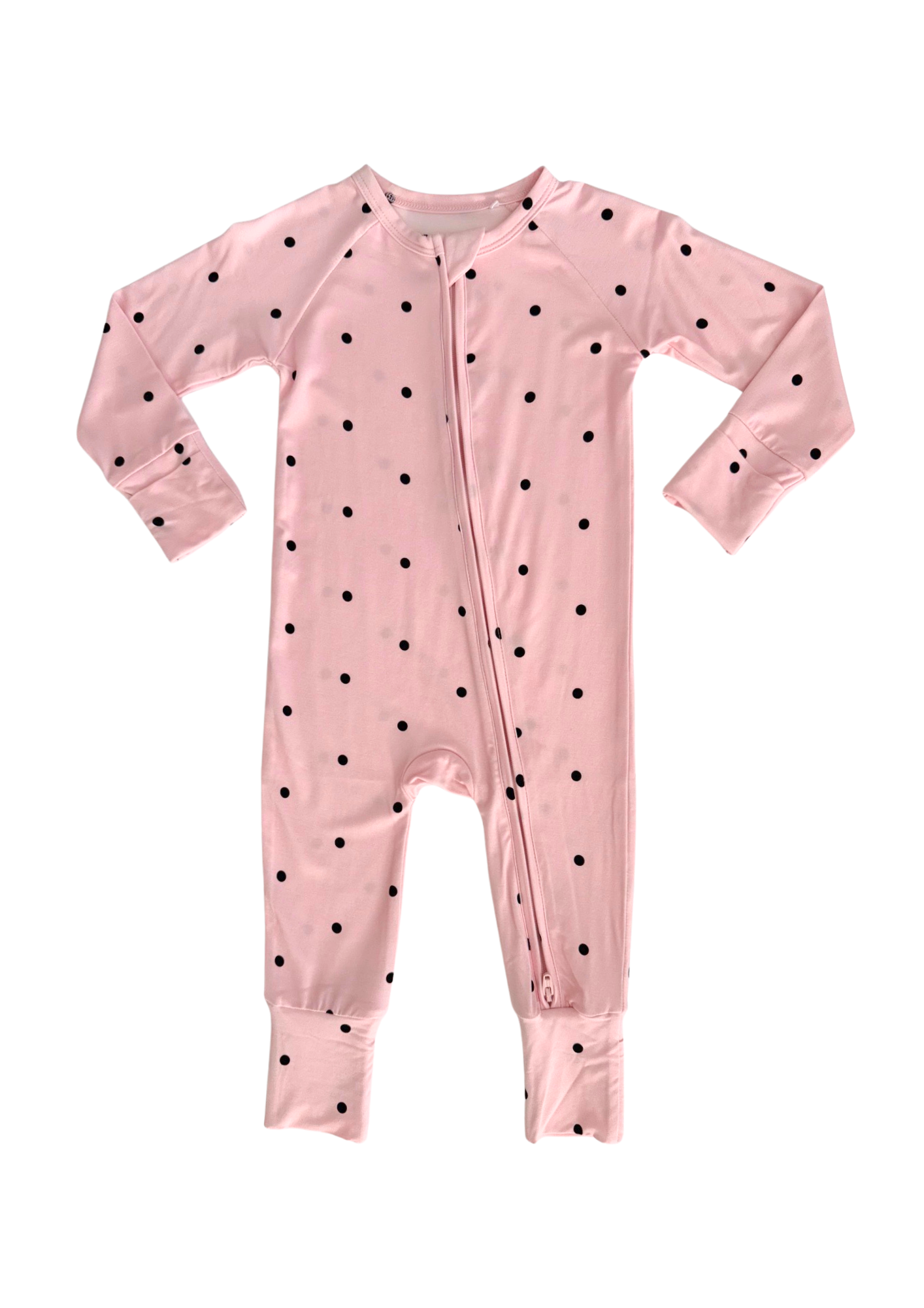Blush Polka Dot Zipper Romper
