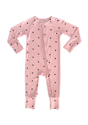 Blush Polka Dot Zipper Romper