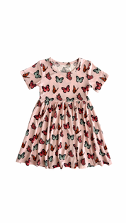 Pink Butterfly Short Sleeve Twirl Dress