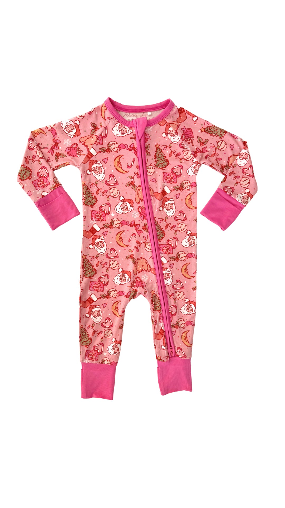 Pink Christmas Doodle Dreams Zipper Romper IMJ x Bre Sheppard