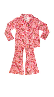 PRE-ORDER SHIPPING 12/3 - Pink Christmas Doodle Dreams Kids Button Up Set IMJ x Bre Sheppard