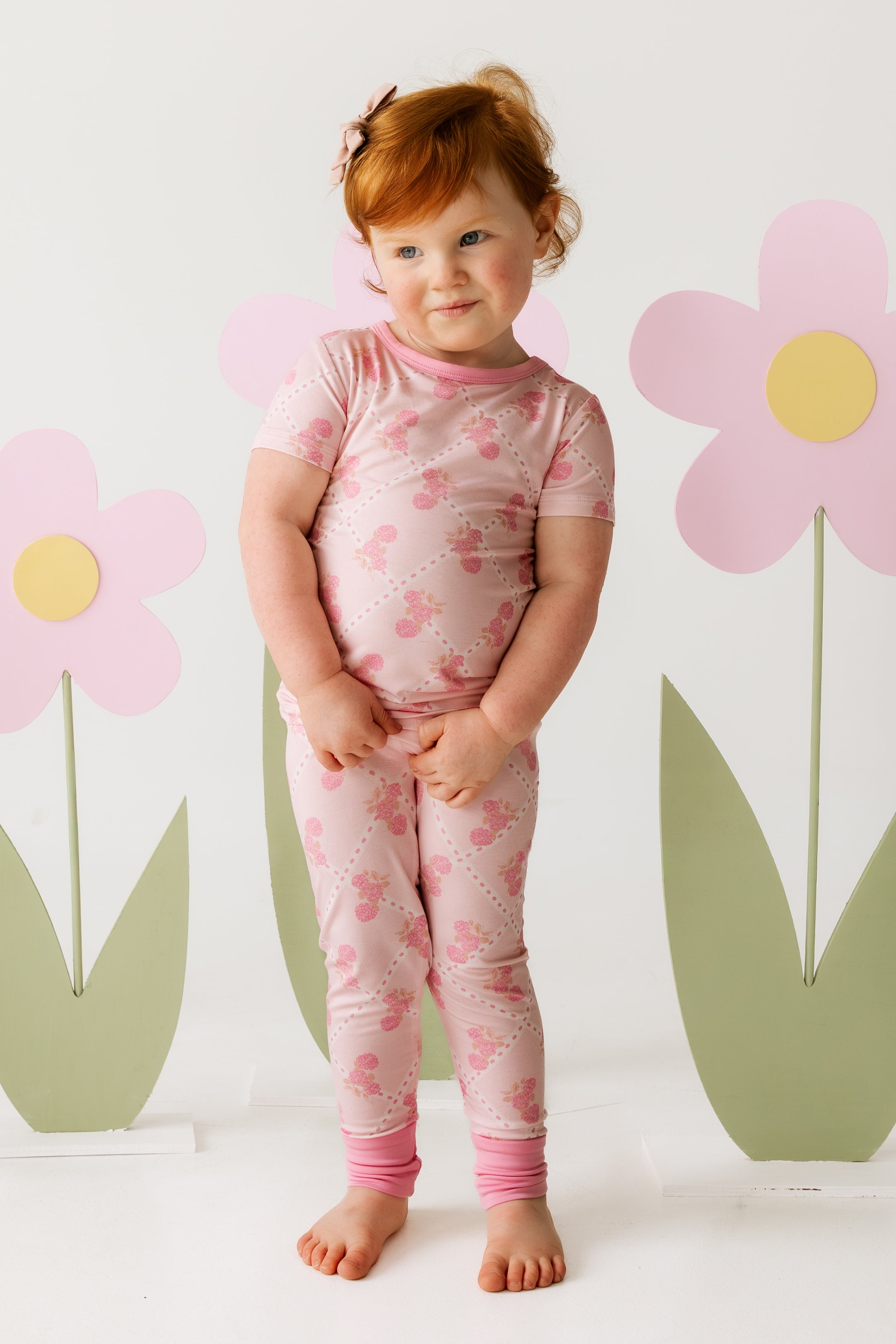 Blush Hydrangea Short Sleeve Two Piece Set