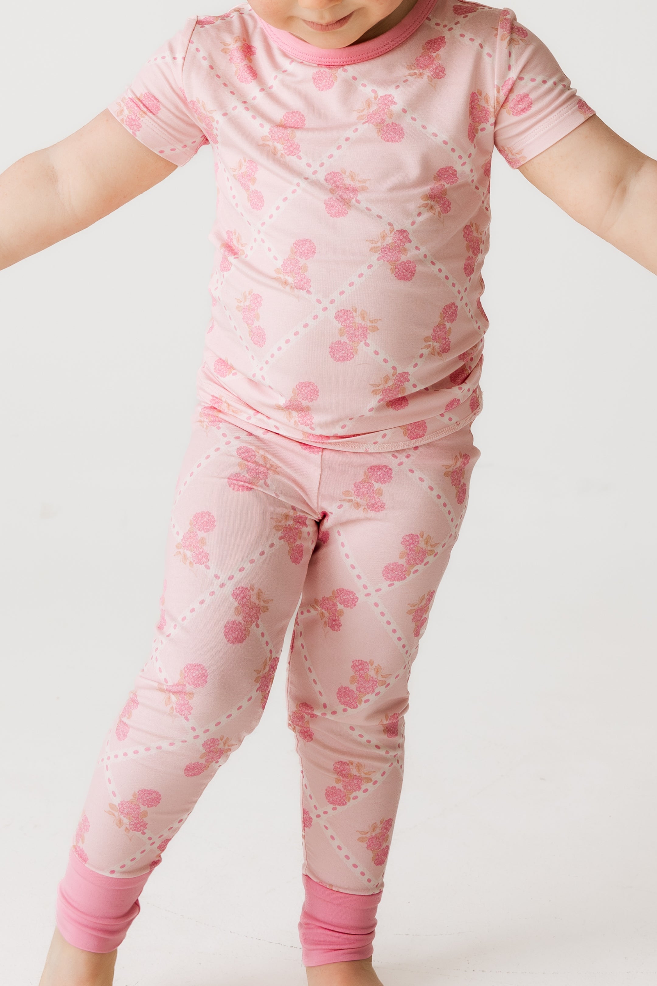 Blush Hydrangea Short Sleeve Two Piece Set