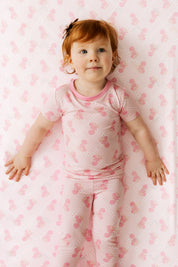 Blush Hydrangea Short Sleeve Two Piece Set