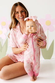 Blush Hydrangea Zipper Romper