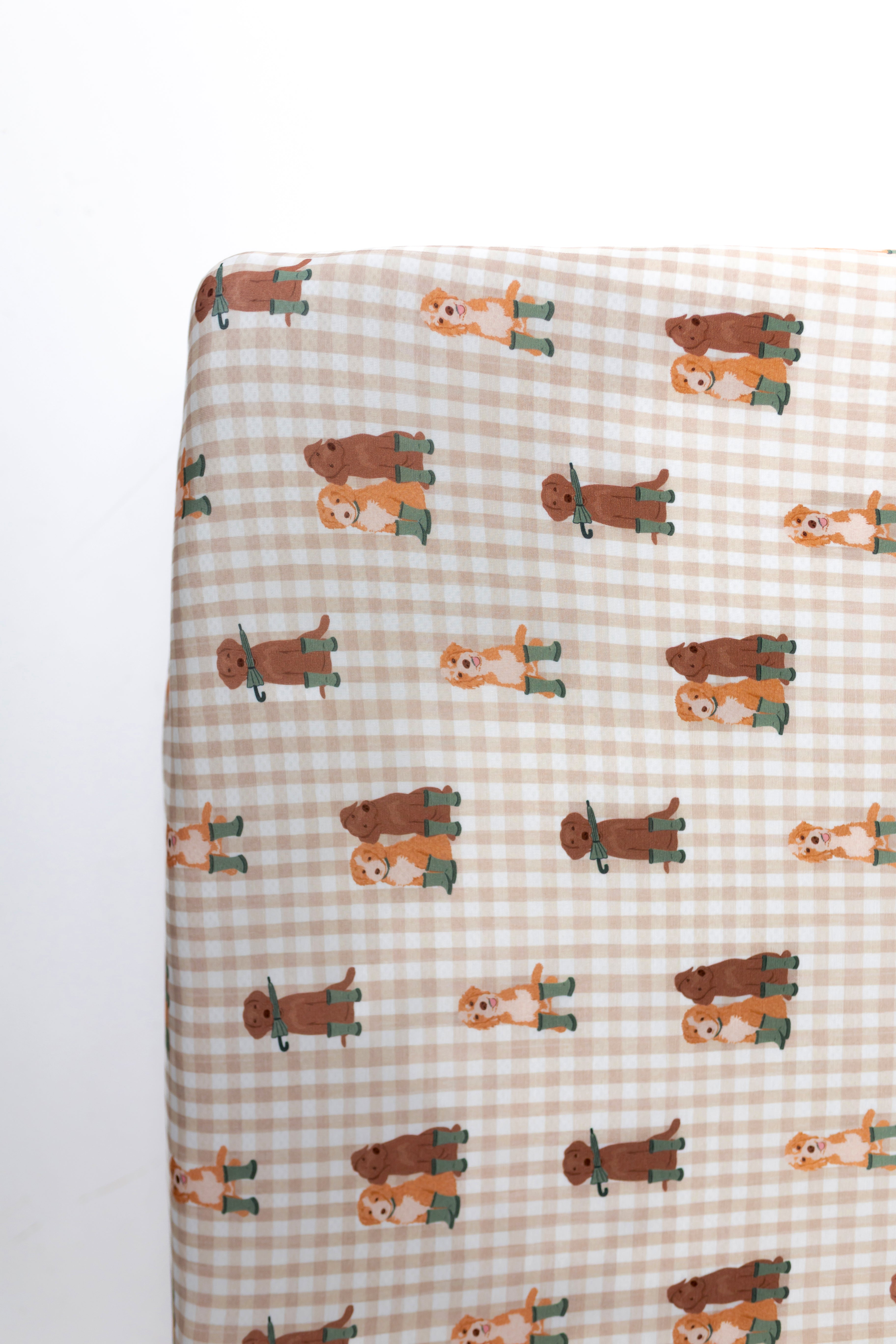Green Pup Friends Crib Sheet