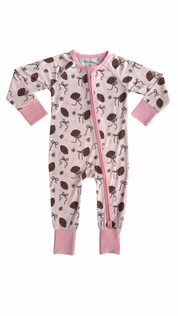 Blush Football Zipper Romper