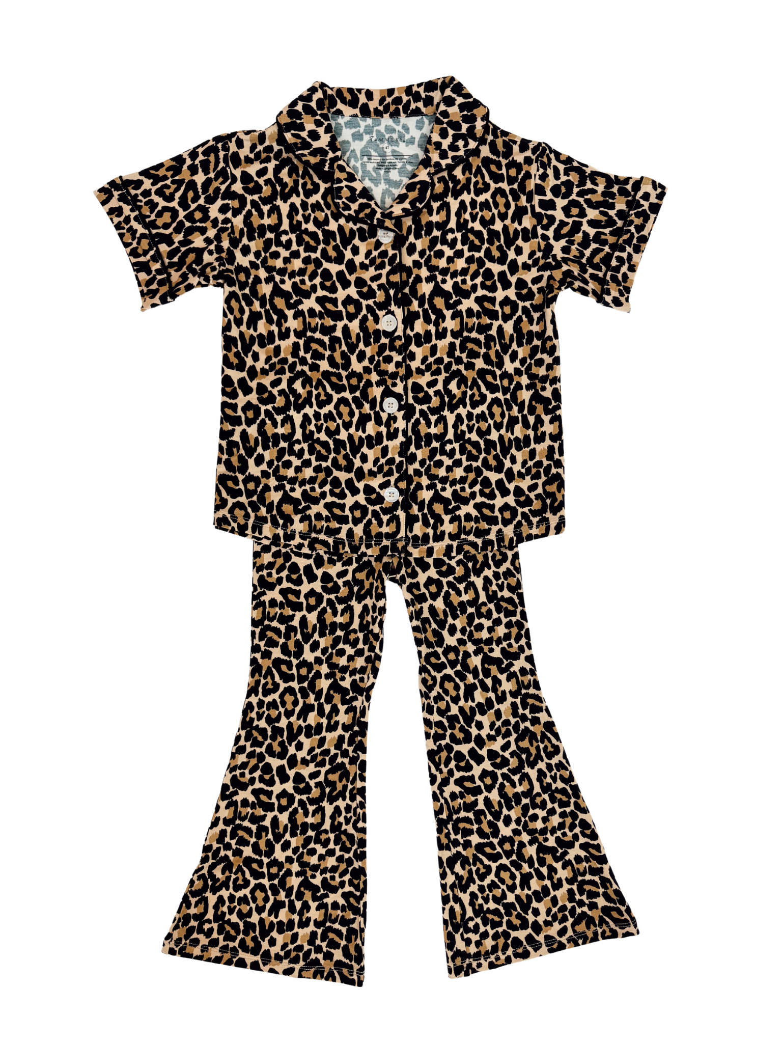 Leopard Kids Button Up Flare Set