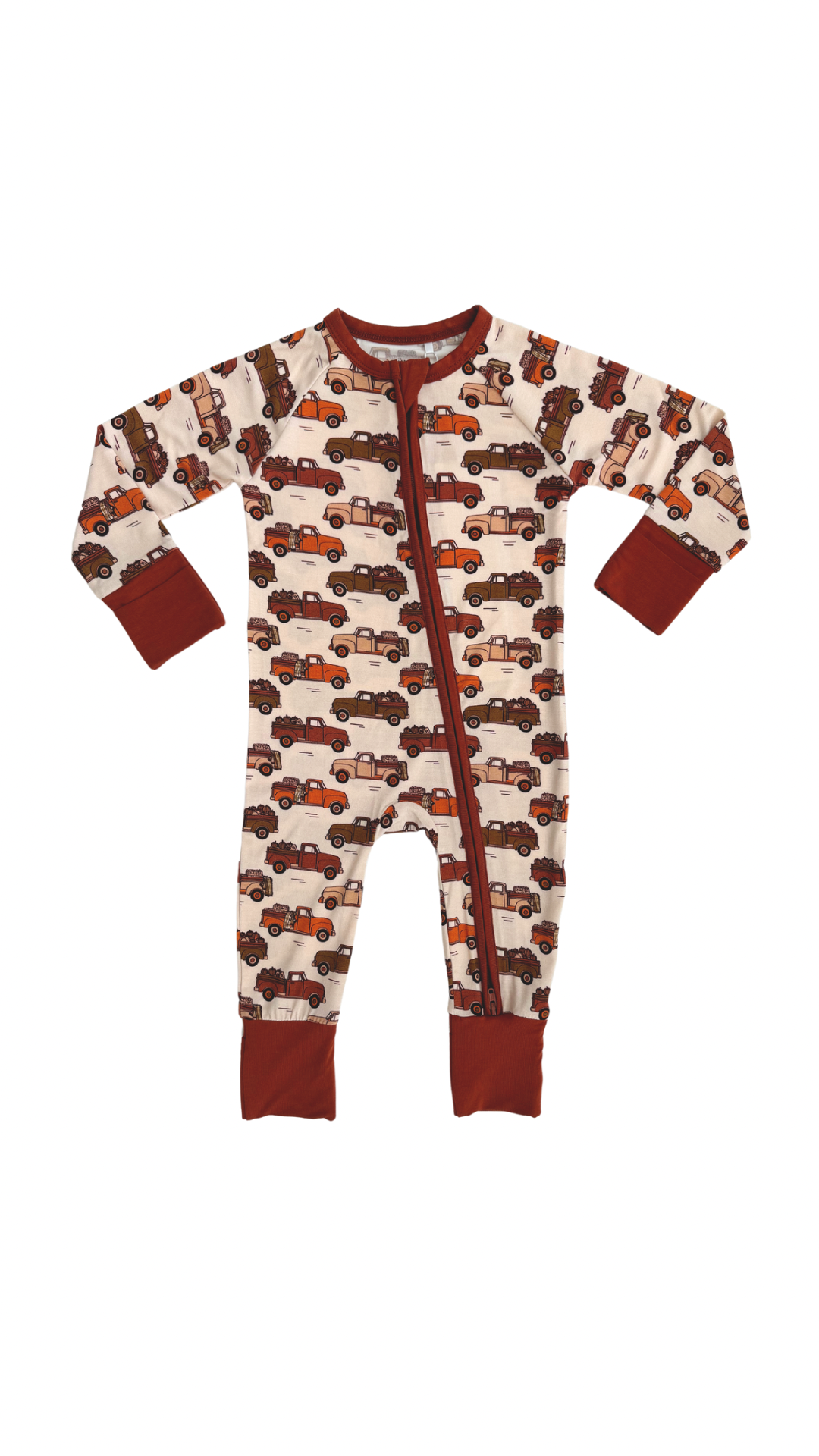 Fall Trucks Zipper Romper