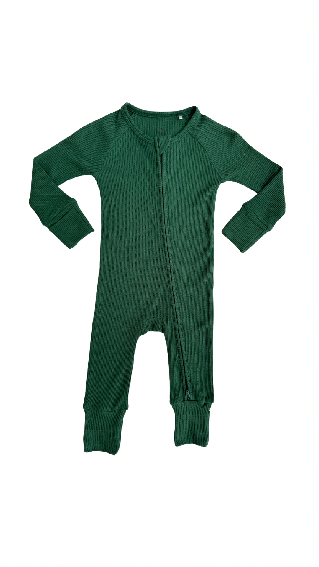 Hunter Green Waffle Zipper Romper