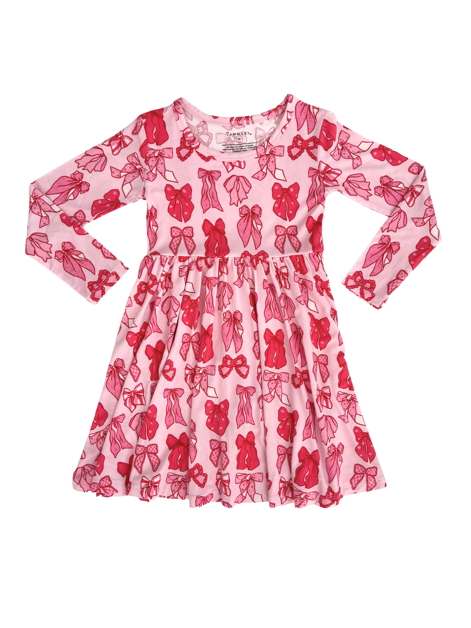 Valentine's Bow Long Sleeve Twirl Dress