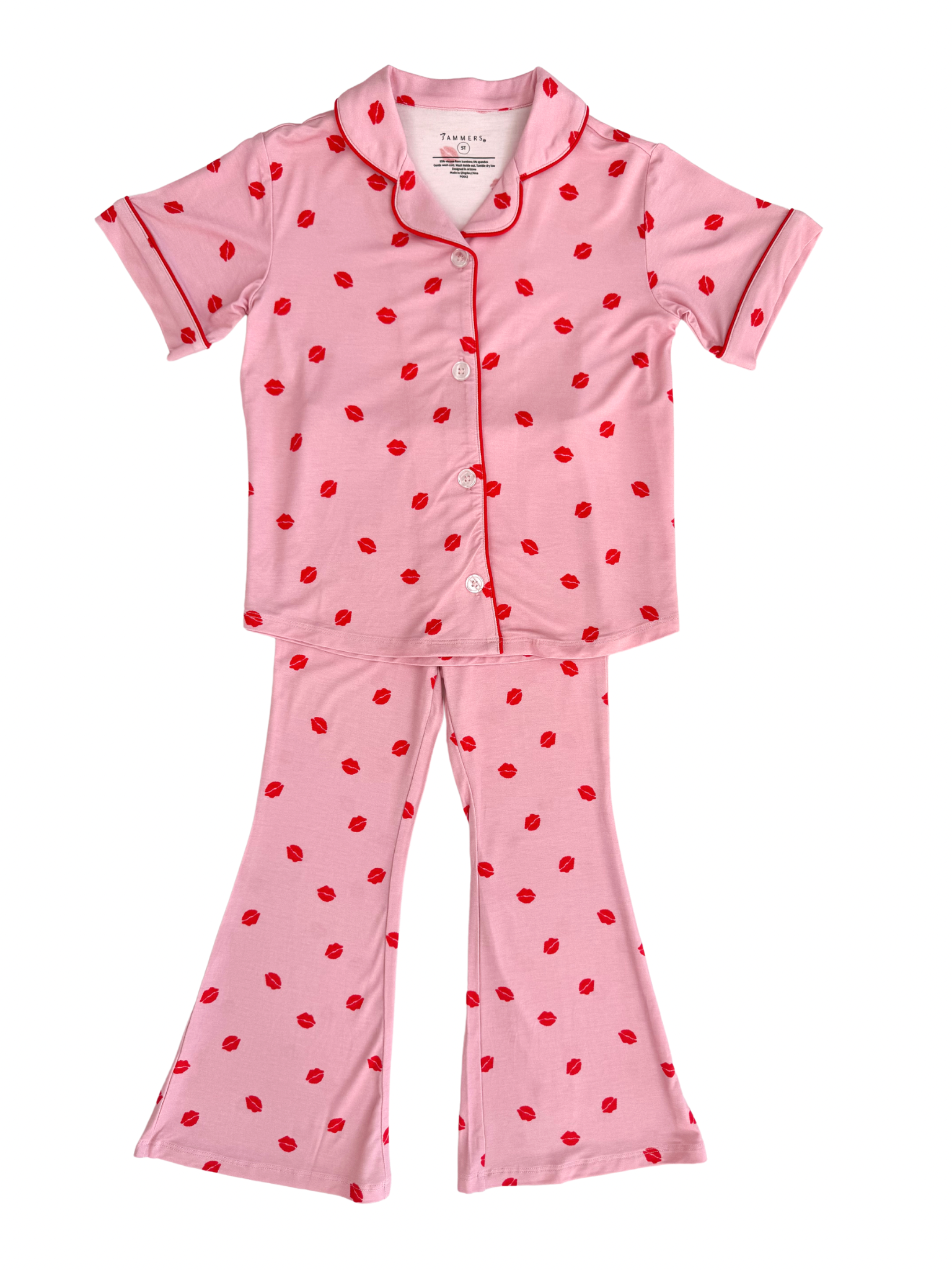 Red Kiss Button Up Flare Set