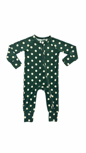 Green Polkadot Zipper Romper