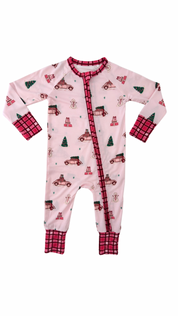 Pink Holly Jolly Cruisers Zipper Romper