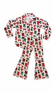 PRE-ORDER SHIPPING 12/3- Christmas Bows Kids Button Up Set