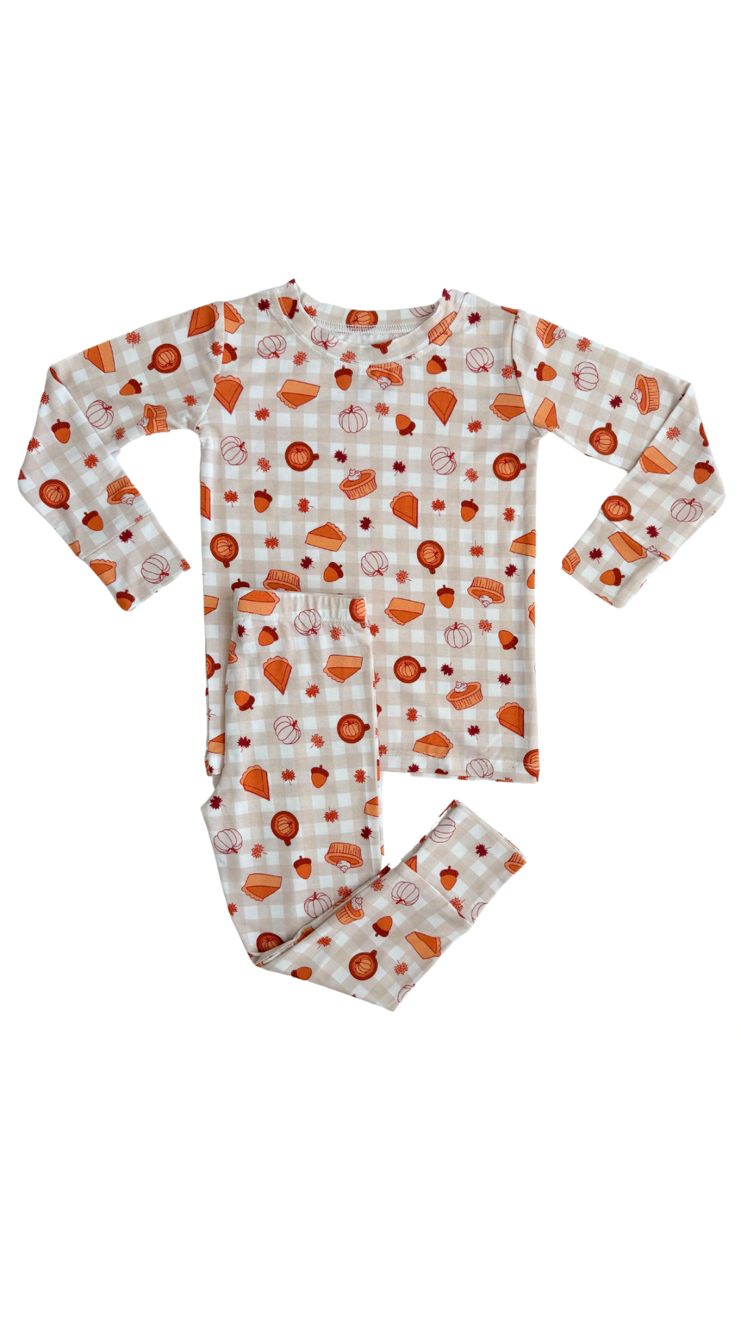 Tan Gingham Pumpkin Pie Two Piece Set