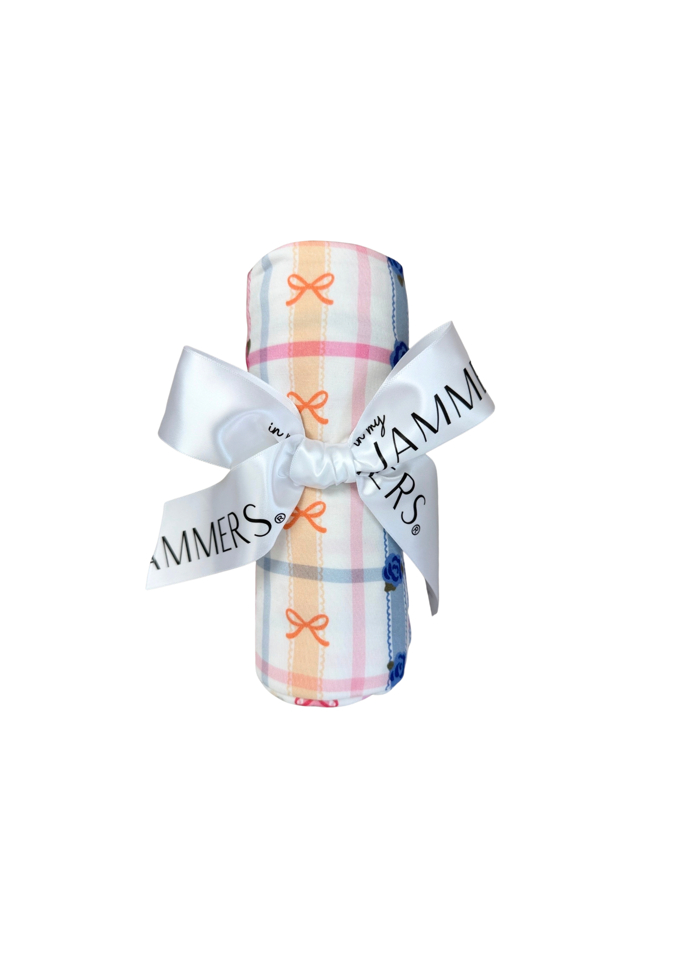 Floral Bow and Plaid Swaddle