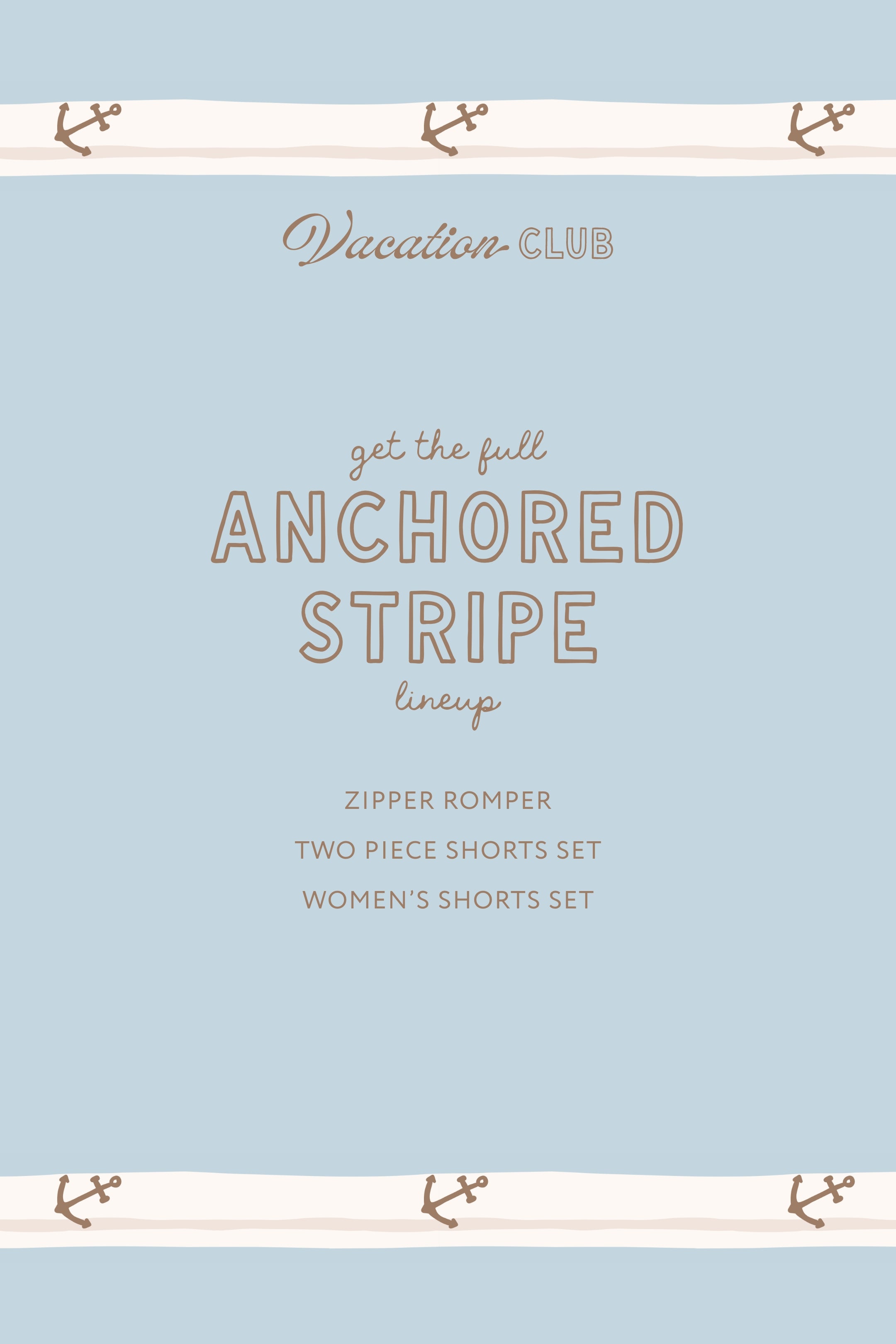 Anchored Stripe Two Piece Short Set