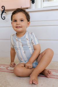 Anchored Stripe Two Piece Short Set