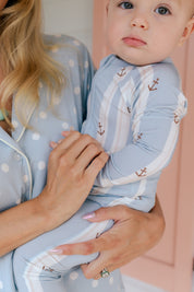 Anchored Stripe Zipper Romper