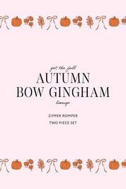 Autumn Bow Gingham Zipper Romper