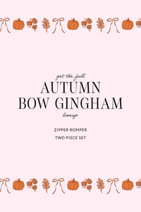 Autumn Bow Gingham Zipper Romper