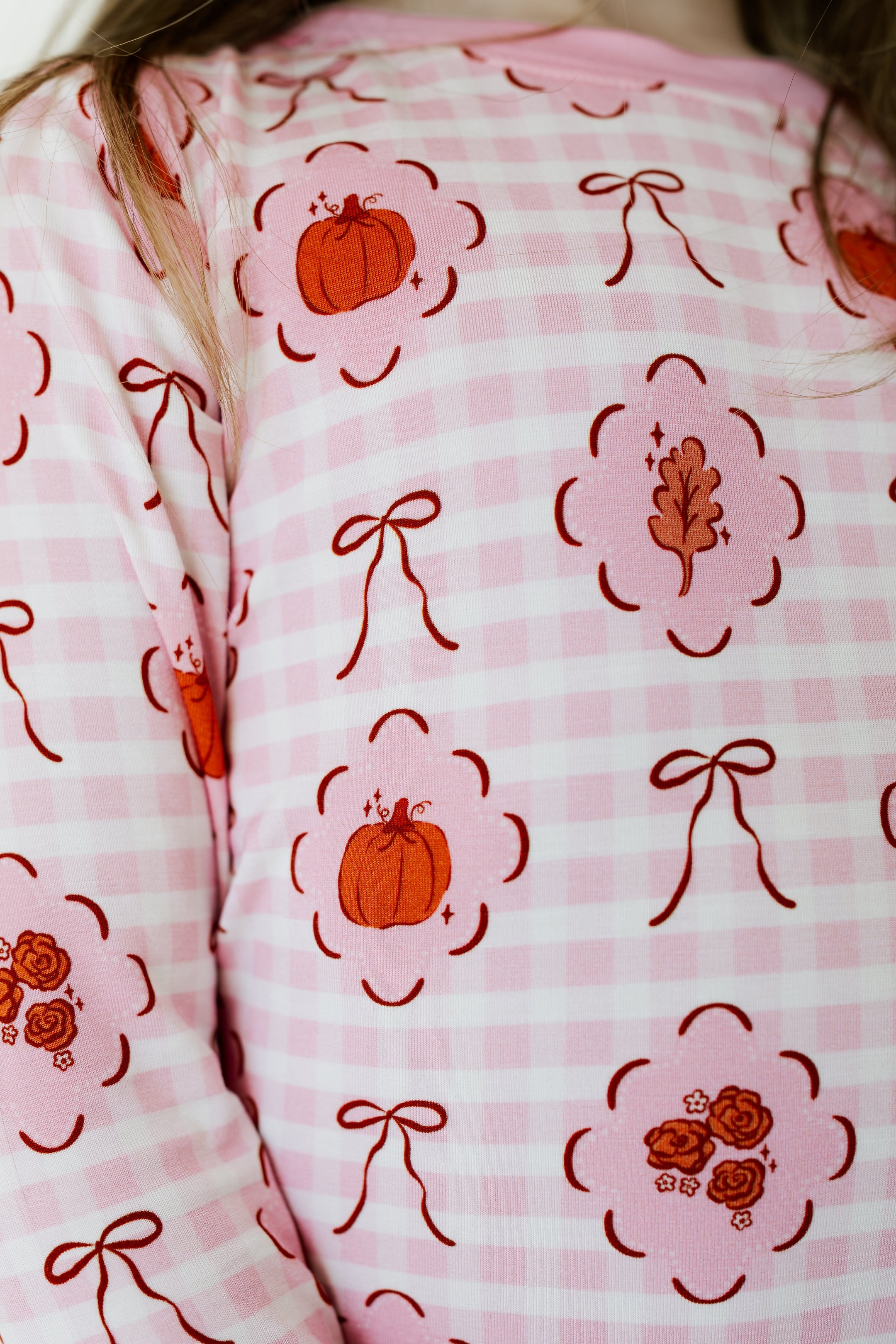 Autumn Bow Gingham Two Piece Set