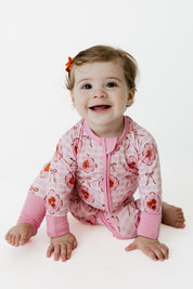Autumn Bow Gingham Zipper Romper