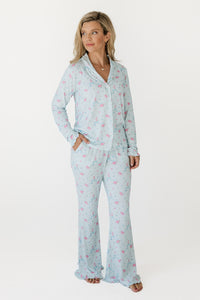 Blue Ella Women's Long Sleeve Ruffle Set