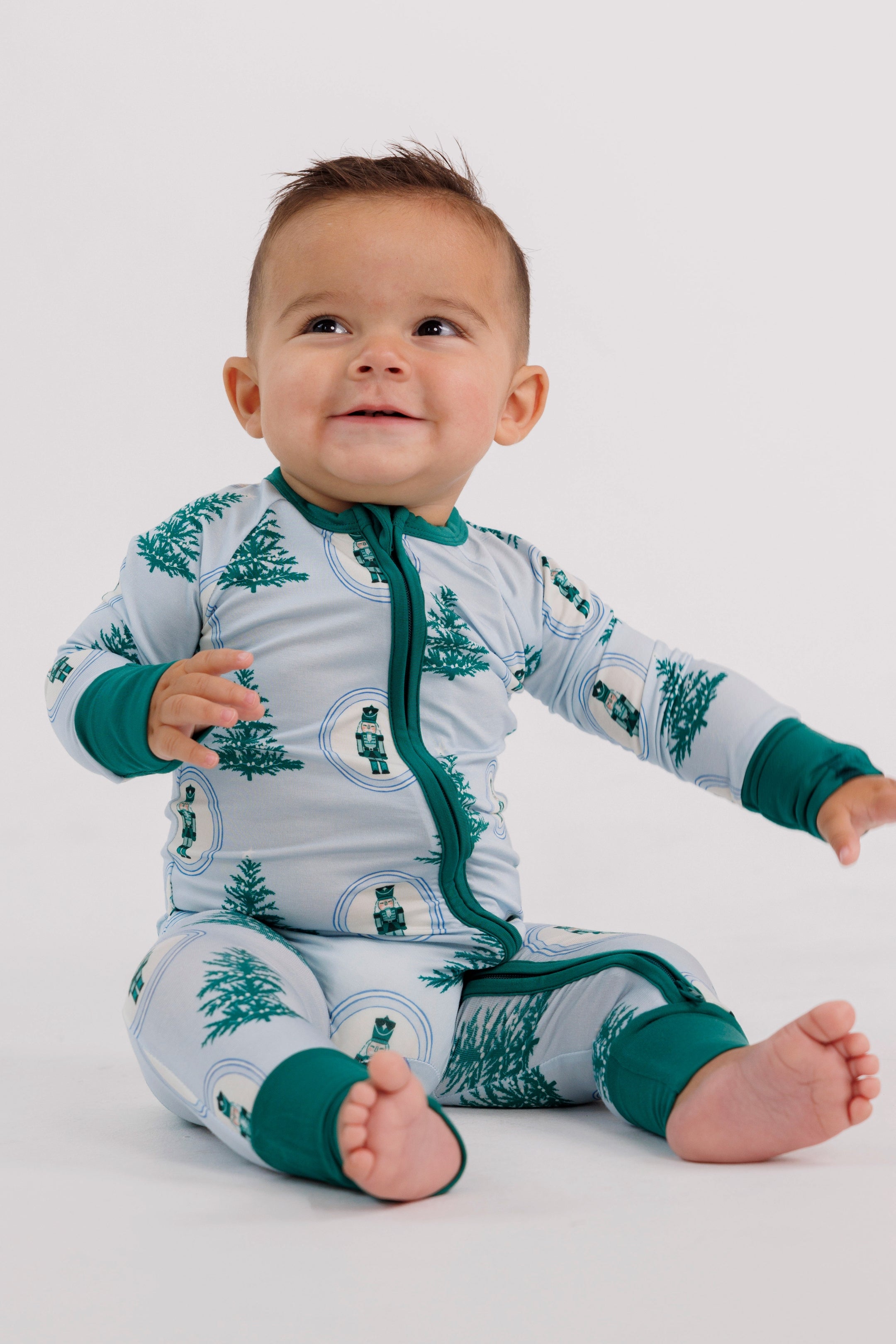 Green Nutcracker Zipper Romper