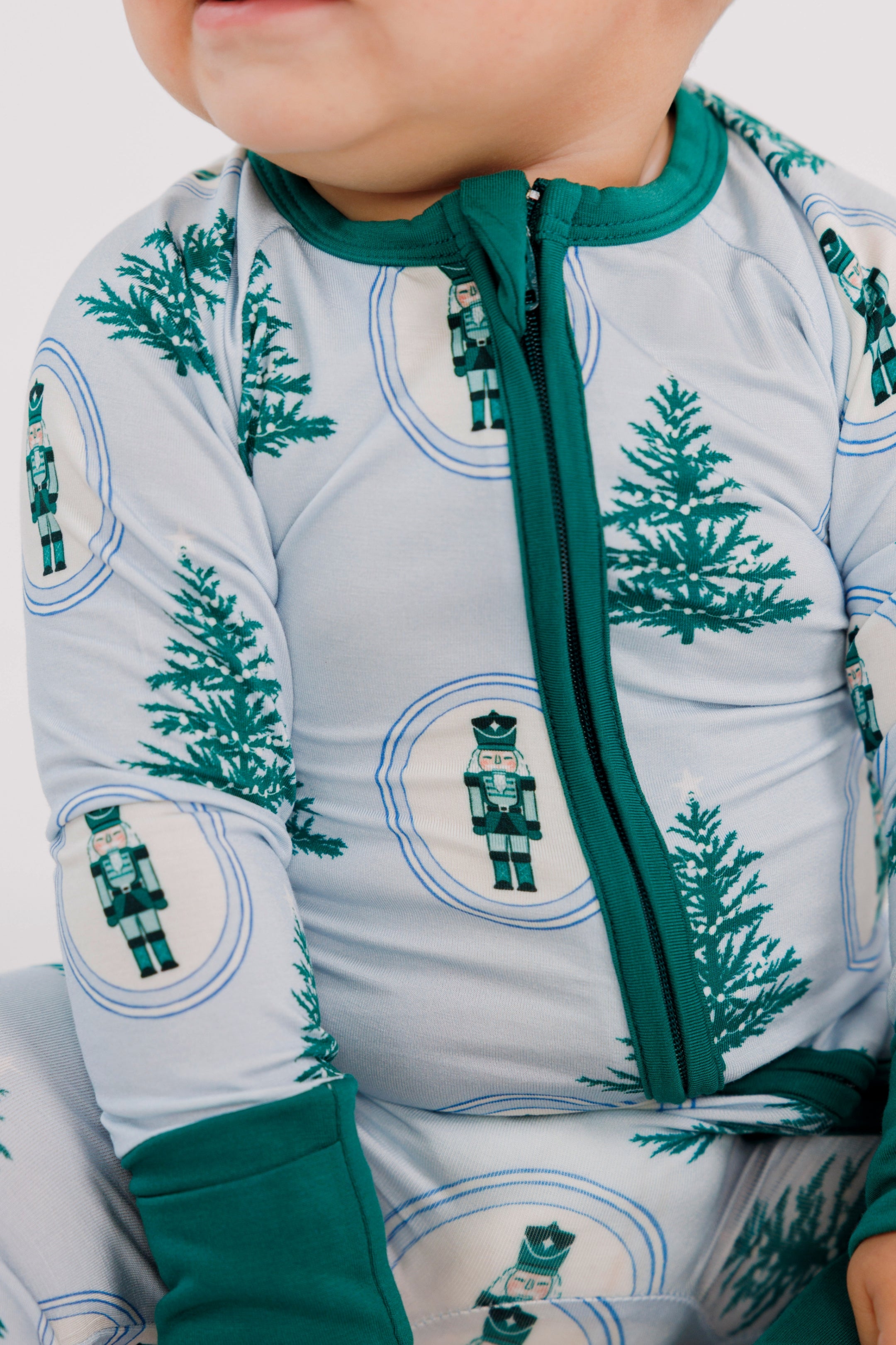 Green Nutcracker Zipper Romper