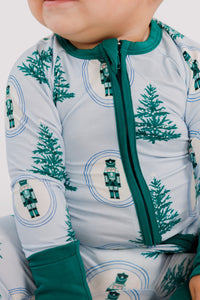 Green Nutcracker Zipper Romper