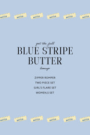 Blue Stripe Butter Girls' Long Sleeve Ruffle Flare Set