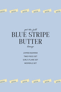 Blue Stripe Butter Zipper Romper