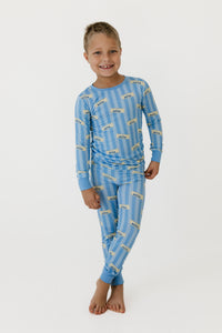 Blue Stripe Butter Two Piece Set