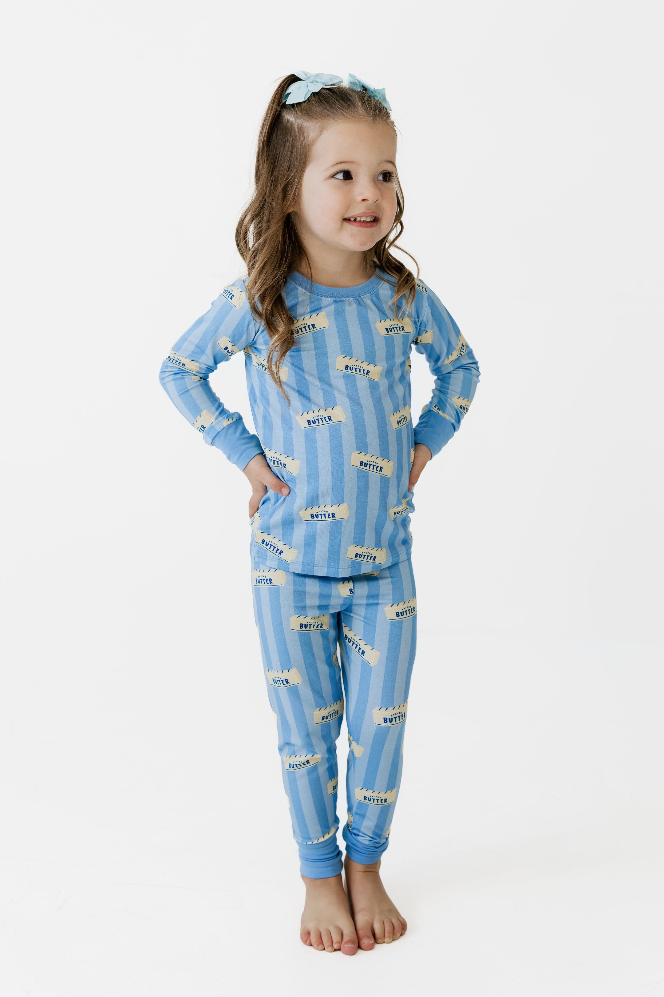 Blue Stripe Butter Two Piece Set