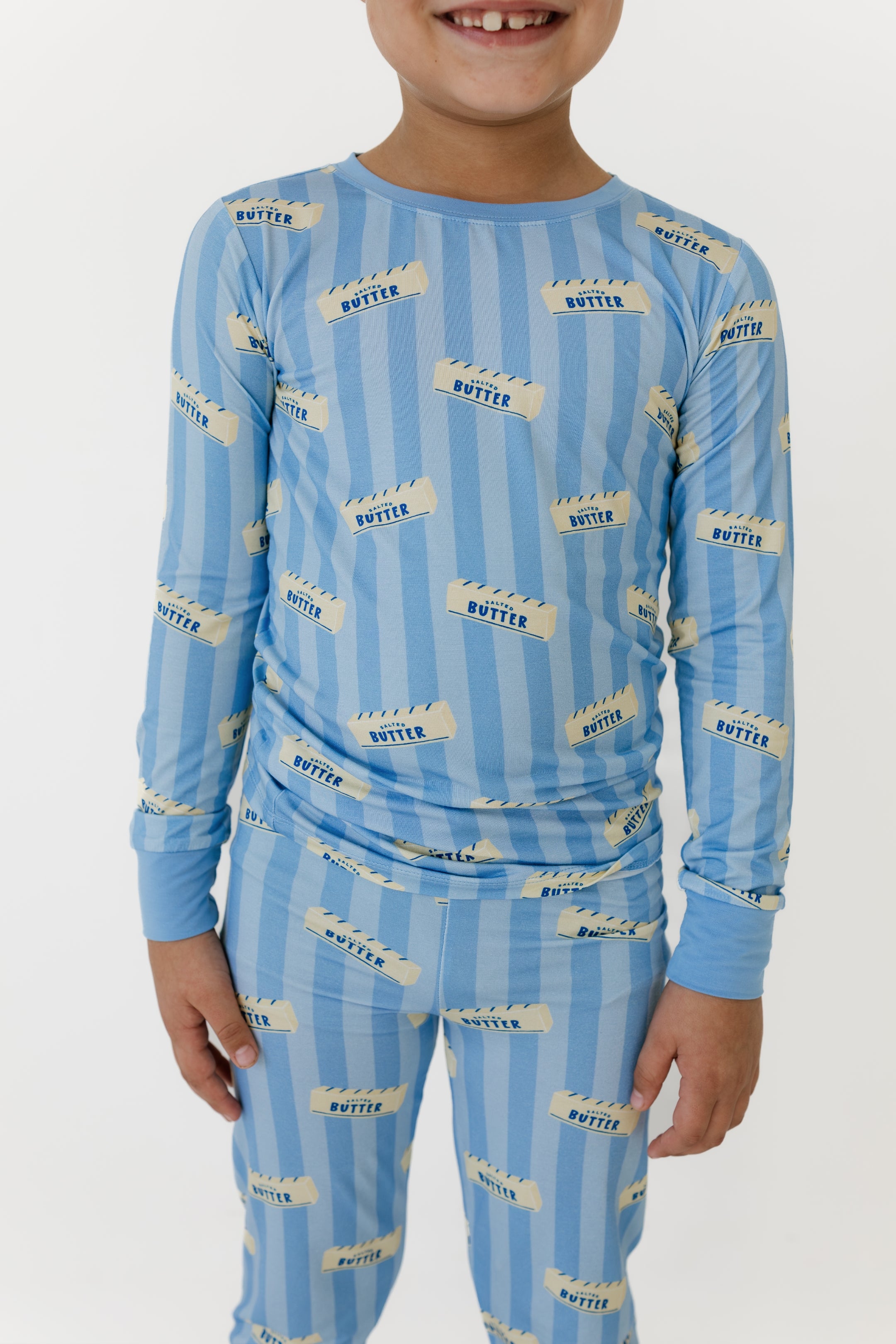 Blue Stripe Butter Two Piece Set