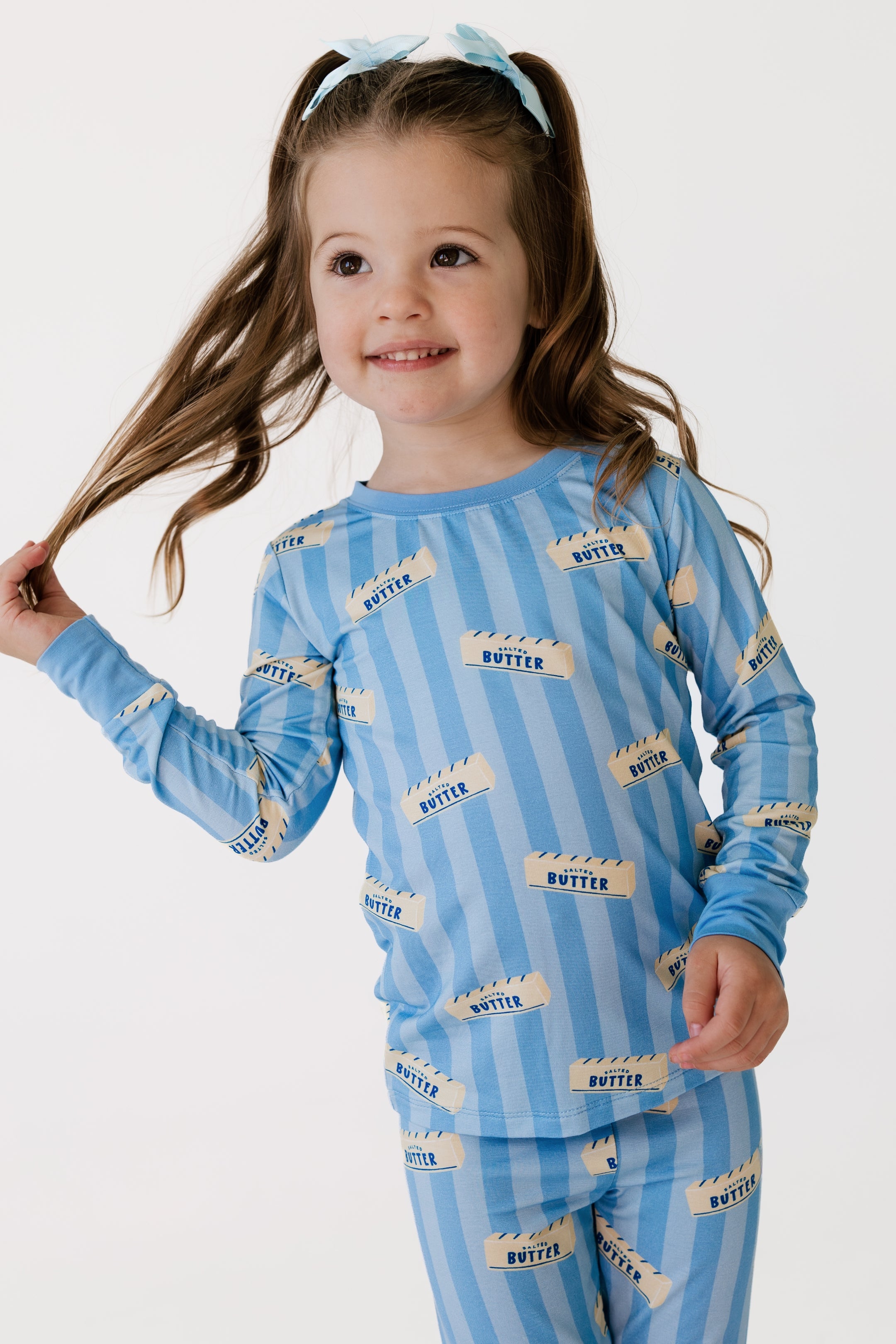 Blue Stripe Butter Two Piece Set