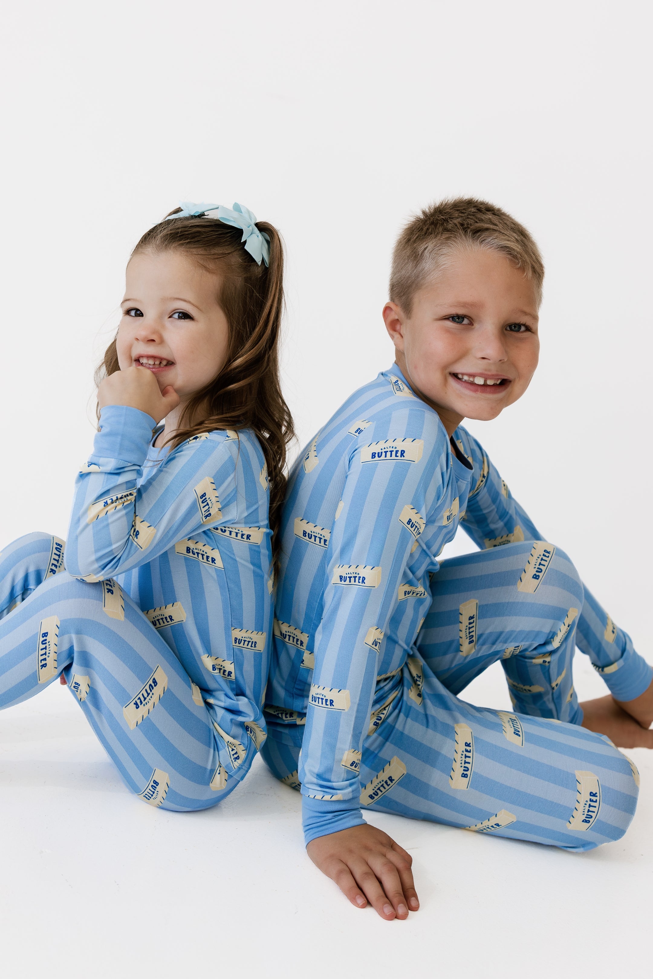 Blue Stripe Butter Two Piece Set