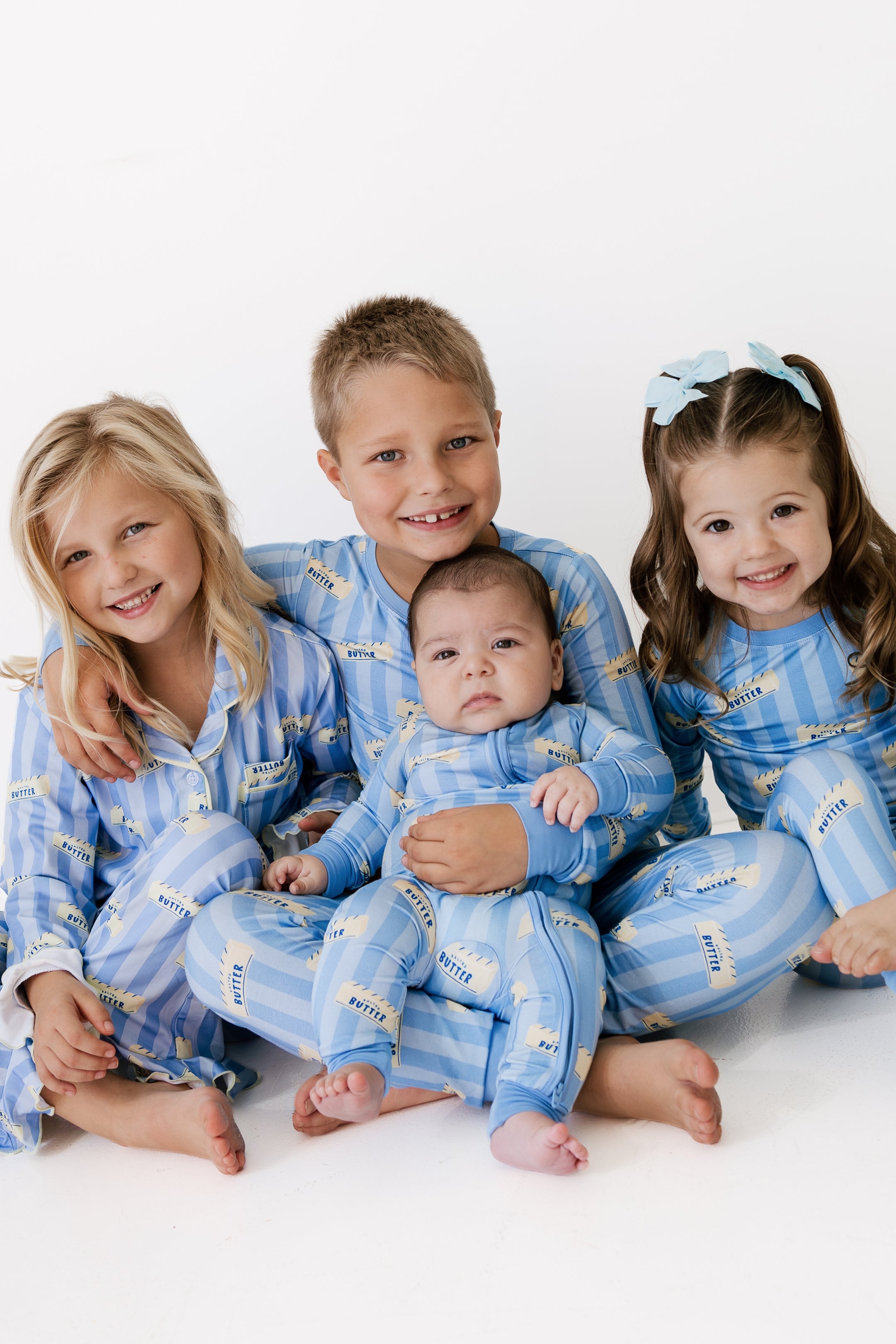 Blue Stripe Butter Two Piece Set