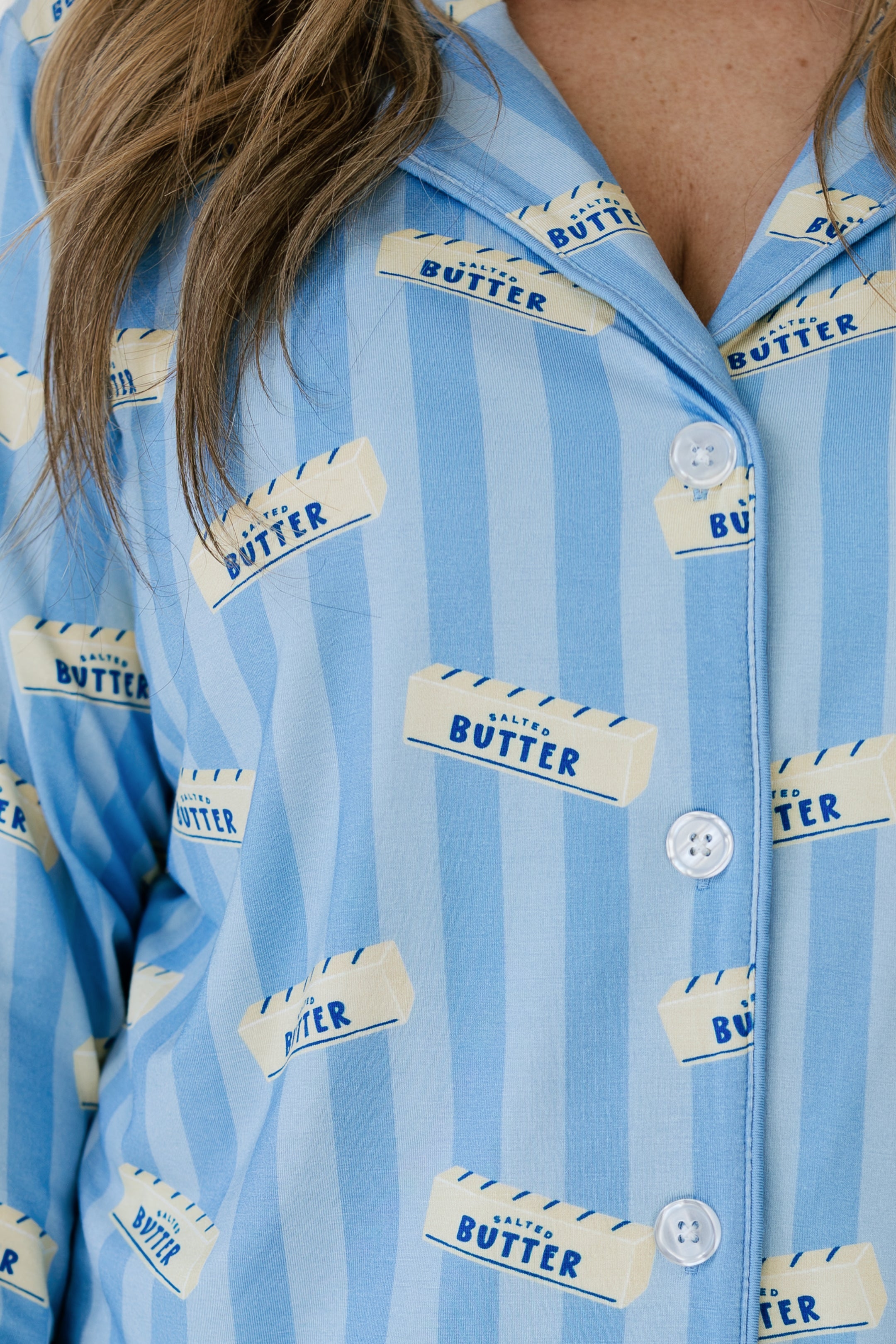 Blue Stripe Butter Women's Long Sleeve Set