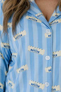 Blue Stripe Butter Women's Long Sleeve Set