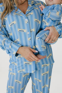 Blue Stripe Butter Women's Long Sleeve Set