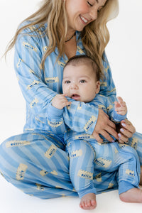 Blue Stripe Butter Zipper Romper