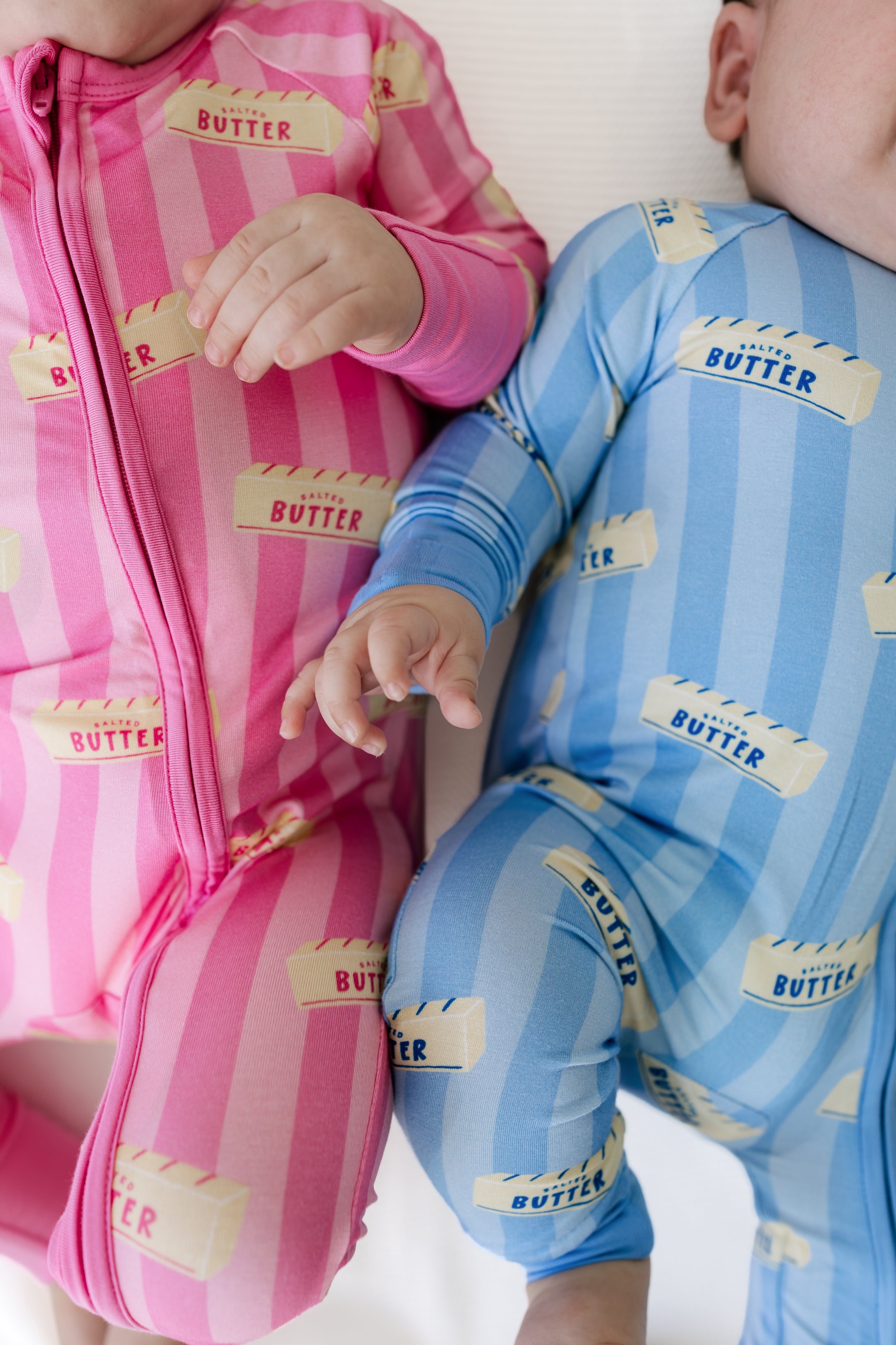 Blue Stripe Butter Zipper Romper