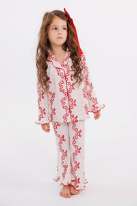 Vintage Bows and Blossoms Girls' Long Sleeve Ruffle Flare Set