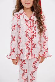 Vintage Bows and Blossoms Girls' Long Sleeve Ruffle Flare Set